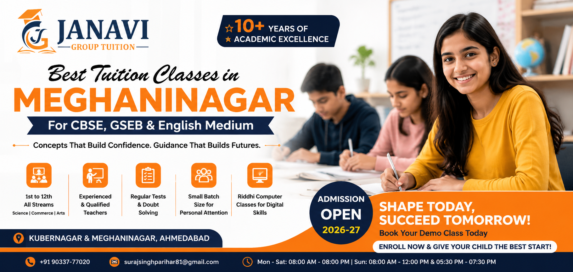 Best Tuition Classes in Meghaninagar for CBSE, GSEB & English Medium